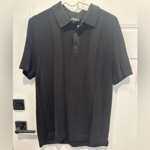Express Black Textured Sweater Polo Shirt